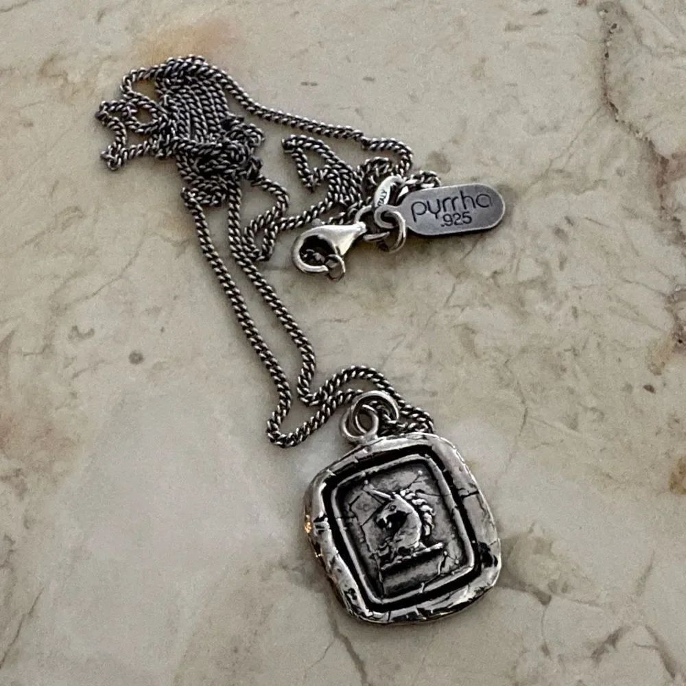 Pyrrha White Light Unicorn Rare Archived Talisman Necklace 925 Sterling Silver
